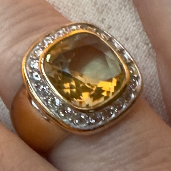 SWAROVSKI VINTAGE!  jonquil pastel ring yellow and clear crystals, late 1990s - Picture 4 of 10
